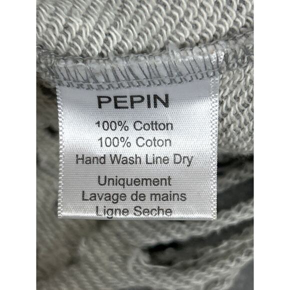 Pepin Women’s XS Gray Distressed Boho Cutout V-Neck Long Sleeve Sweatshirt - Picture 4 of 5